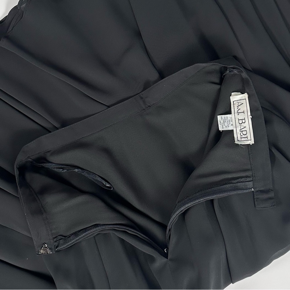 Vintage A.J. Bari by Kay Unger Chiffon Midi Skirt Black 6 S/XS Made in Korea - Picture 6 of 9